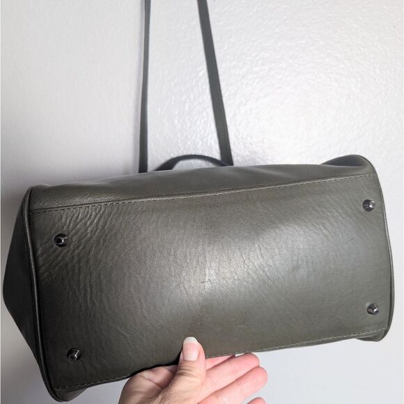 Nardelli Italian Dark Olive Green Leather Hinge Satchel Crossbody Handbag - Picture 6 of 8